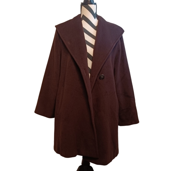Vintage Cinzia Rocca 100% Wool Sz‎ 8 Old Money Wide-Collar Brown Neutral Coat - Picture 4 of 15